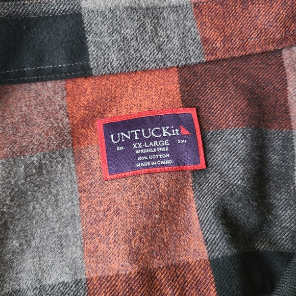 Untuckit Men's Longs Sleeve Fannel Shirt Plaid Size 2XL - Picture 7 of 10
